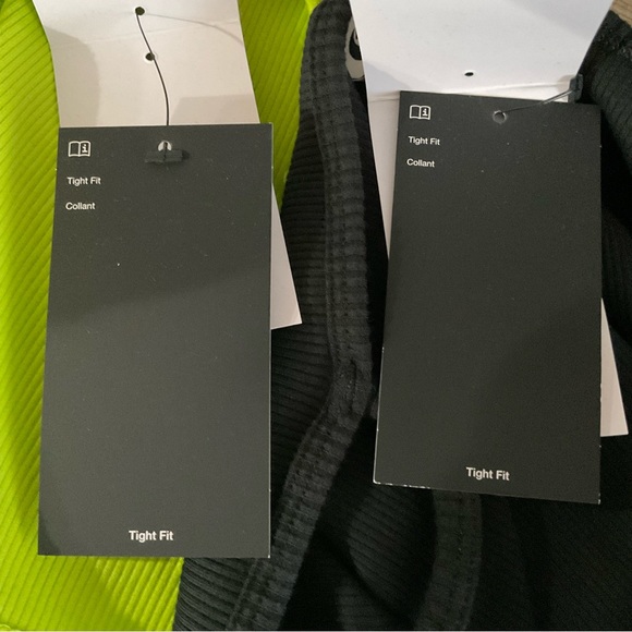 TWO Nike ribbed logo cami tanks black and lime green size large NWT - Picture 5 of 6